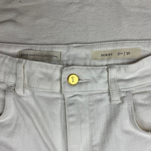 Anthropologie Pilcro Script White Jeans Size 32 Slim Straight Leg High Rise - Picture 4 of 14